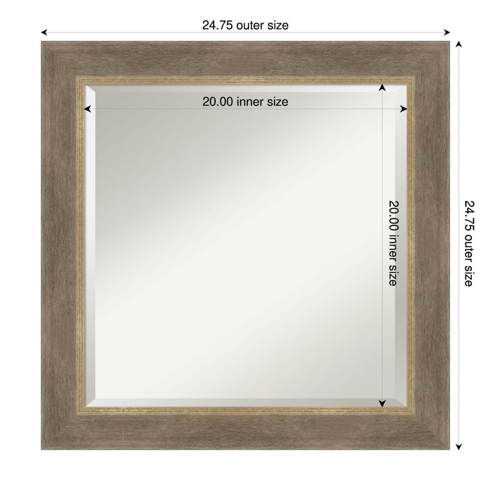 Driftwood Tan Beveled Wood Framed Bathroom Vanity Wall Mirror - Driftwood Tan
