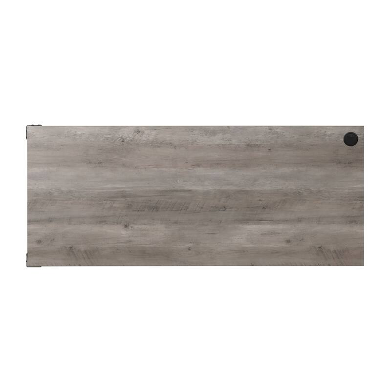 Zakawani Gray Oak & Black Finish Writing Desk with a Cabinet