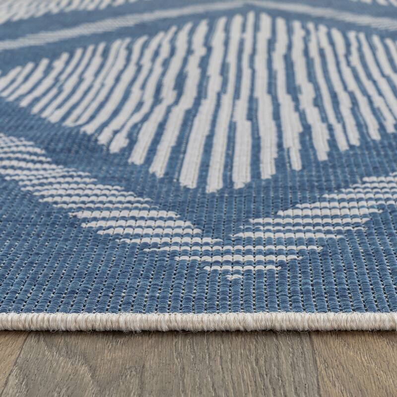 World Rug Gallery Contemporary Geometric Stripe Weather Resistant Reversible Indoor/Outdoor Area Rug