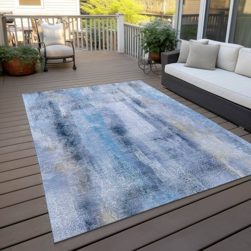 Machine Washable Indoor/ Outdoor Modern Imprints Chantille Rug