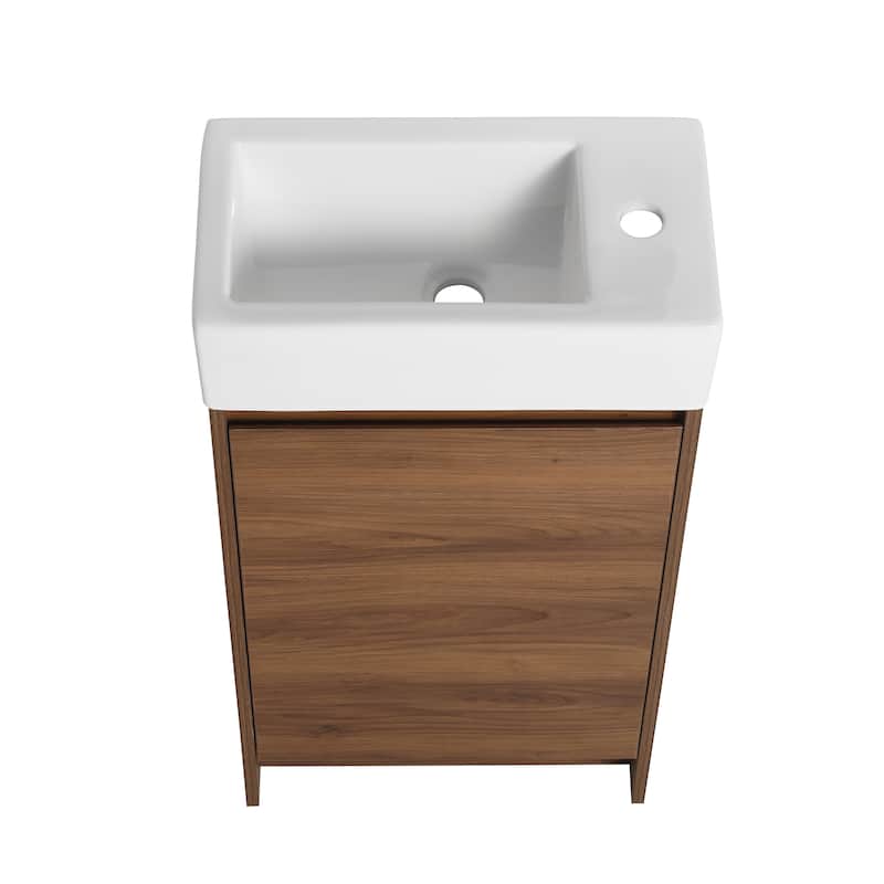 BNK 16/18 inch Freestanding Bathroom Vanity with Single Sink and Soft Close Door