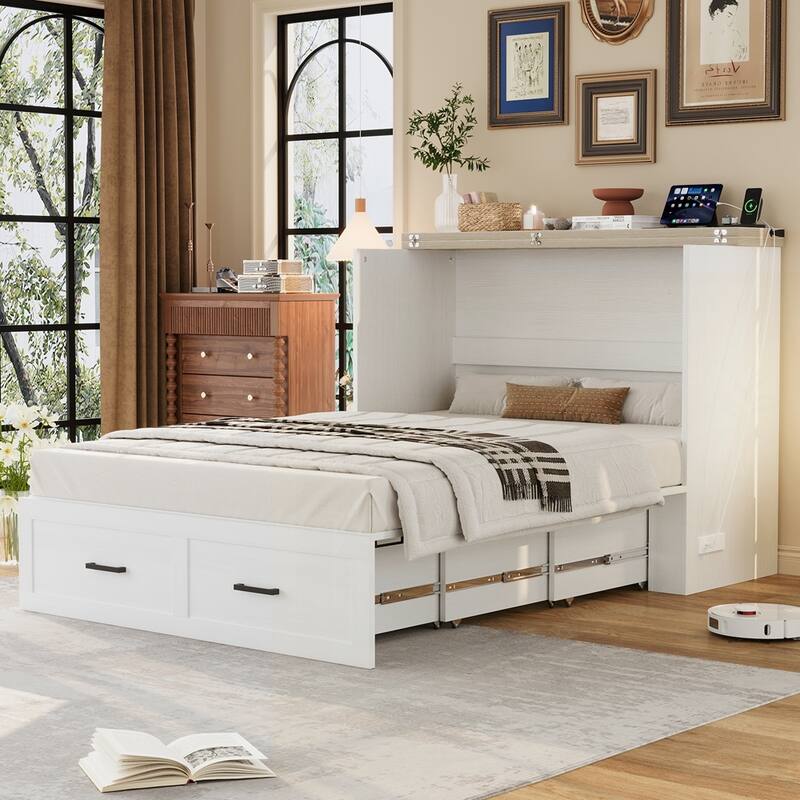 Foldable Platform Bed with Large Storage Drawer