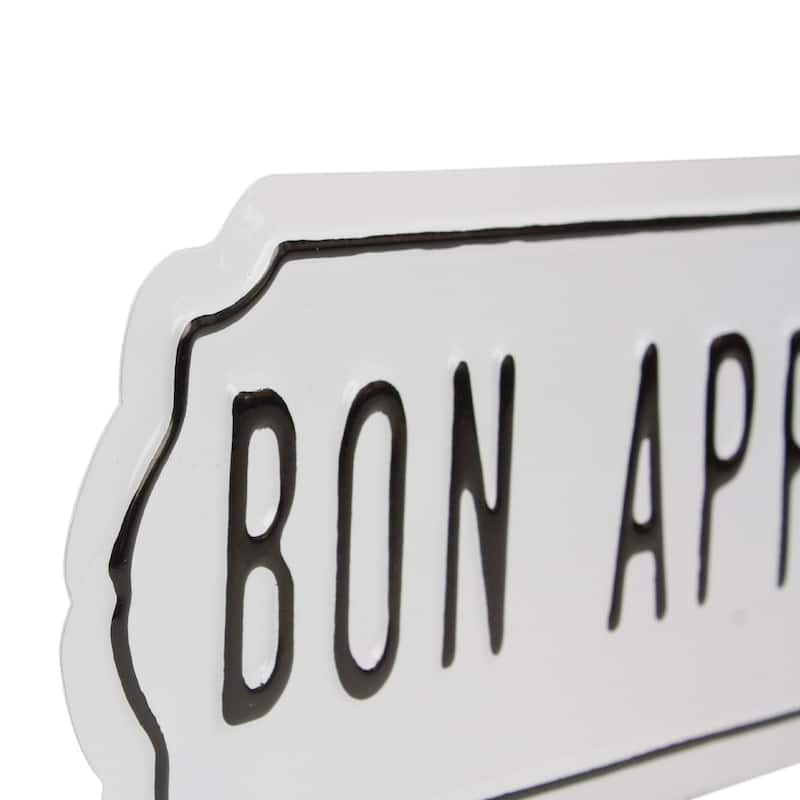Metal "Bon Appetit" Sign Wall Decor - 14" - Black and White
