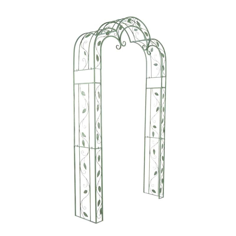 Metal Arched Leaf Vine Garden Arbor - Green - Roche River Decor