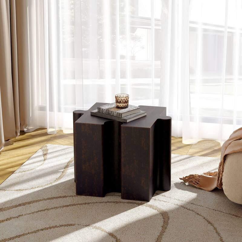 Christopher Knight Home - Mandy Modern Outdoor Side Table with Modular Concave Edge Design - Copper