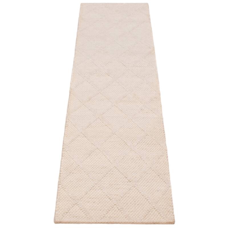ECARPETGALLERY Braid weave Sienna Cream Wool Rug - 2'3 x 9'7