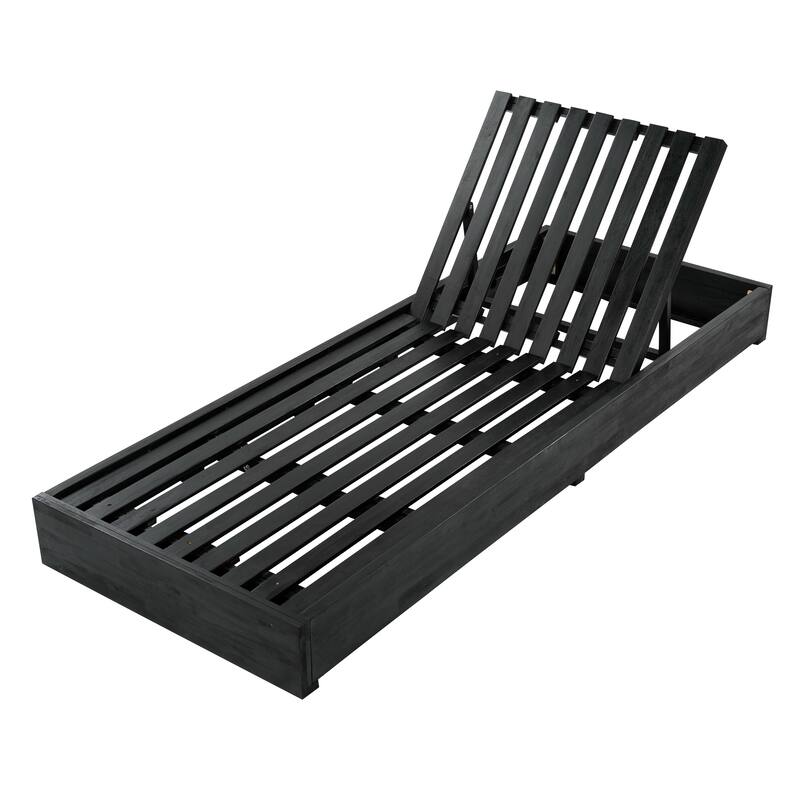 Christopher Knight Home - IAN Modern Outdoor Acacia Wood Adjustable Chaise Lounge with Side Table