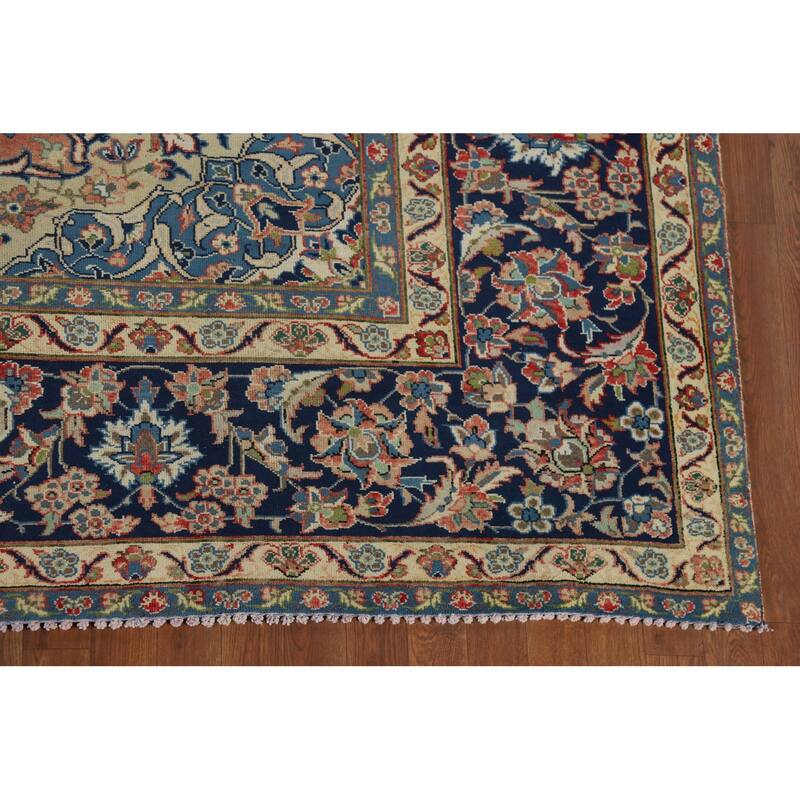 Orange Najafabad Vintage Persian Area Rug Hand-Knotted Wool Carpet - 9'7" x 13'3"