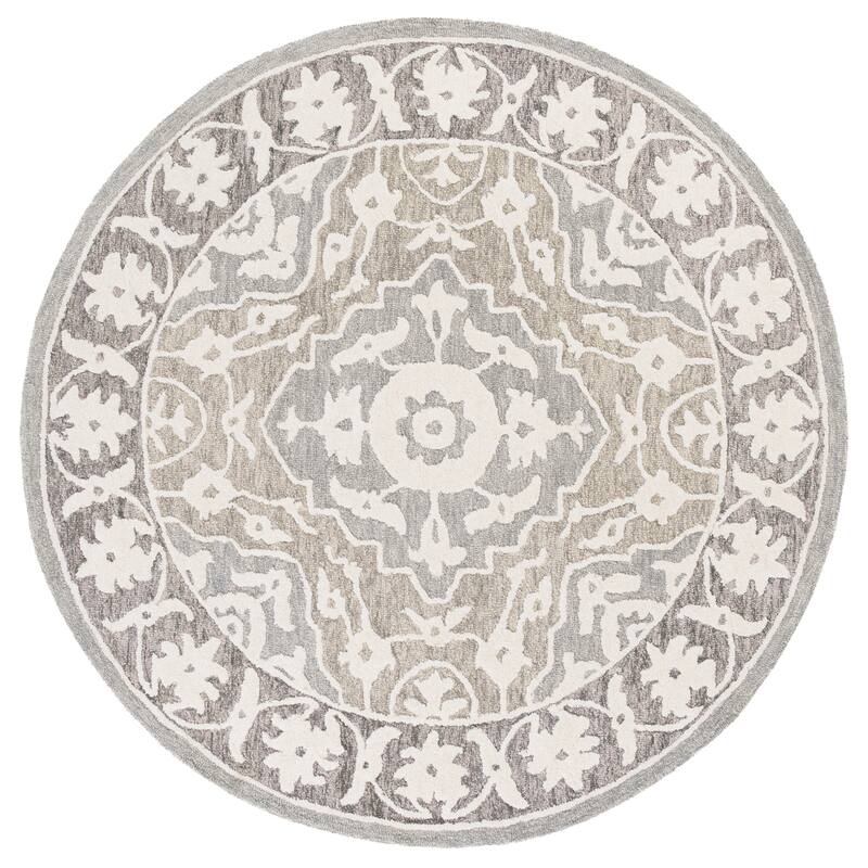 SAFAVIEH Handmade Metro Ivancea Wool Rug - Grey/Ivory - 6' Round