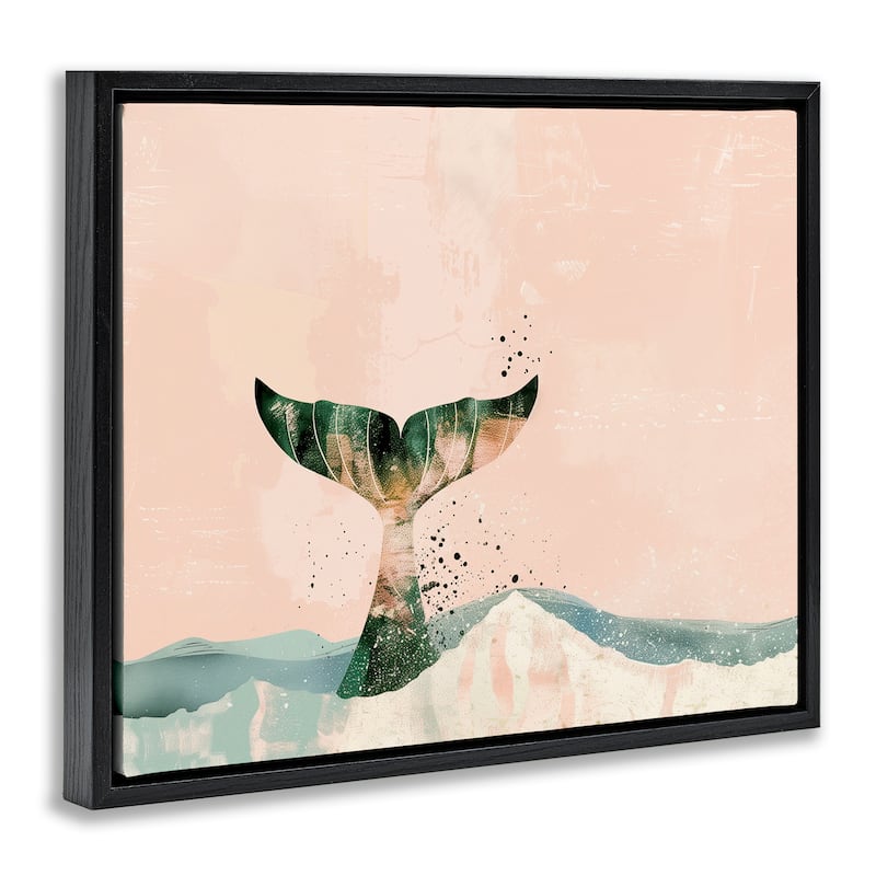 Stupell Pink Abstract Whale Tail Framed Floater Canvas Wall Art Design By Arlington Prints
