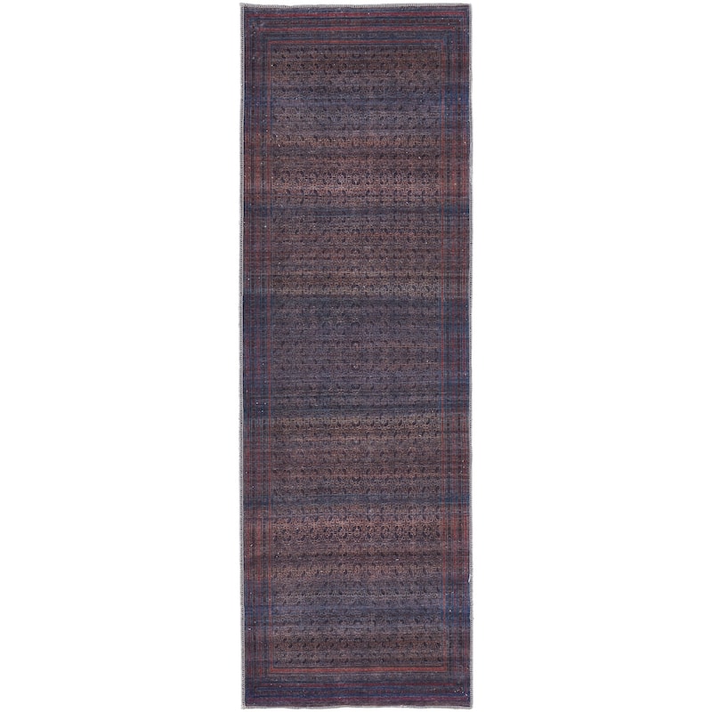 Welch Oriental Charcoal Gray/Pink Area Rug - 2'-7" x 8'