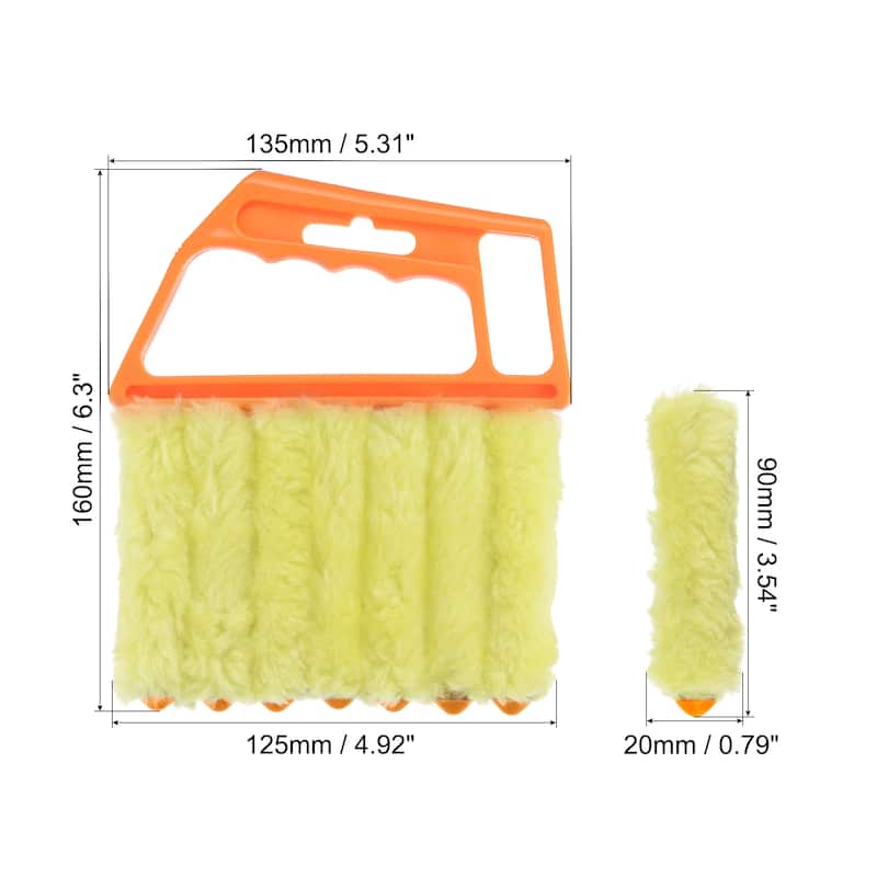 Window Blind Hand-held 7 Finger Shutters Brush Tool with Blue Handle - Orange