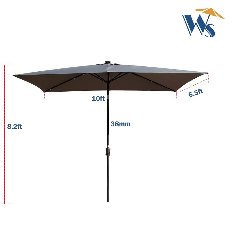 Rectangular Patio Solar LED Lighted Outdoor Umbrella