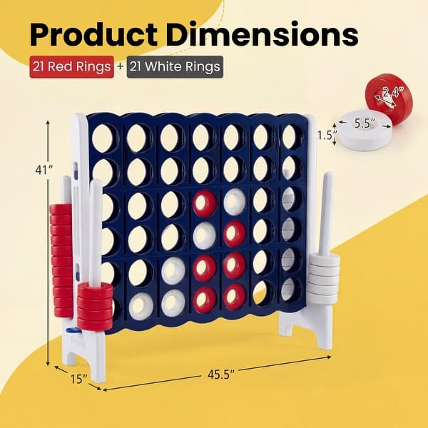 dimension image slide 2 of 4, Costway Jumbo 4-to-Score 4 in A Row Board Game Set Outdoor Indoor Kids