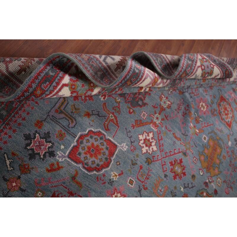Light Blue Oushak Indian Area Rug Handmade Wool Carpet - 8'2"x 9'11"