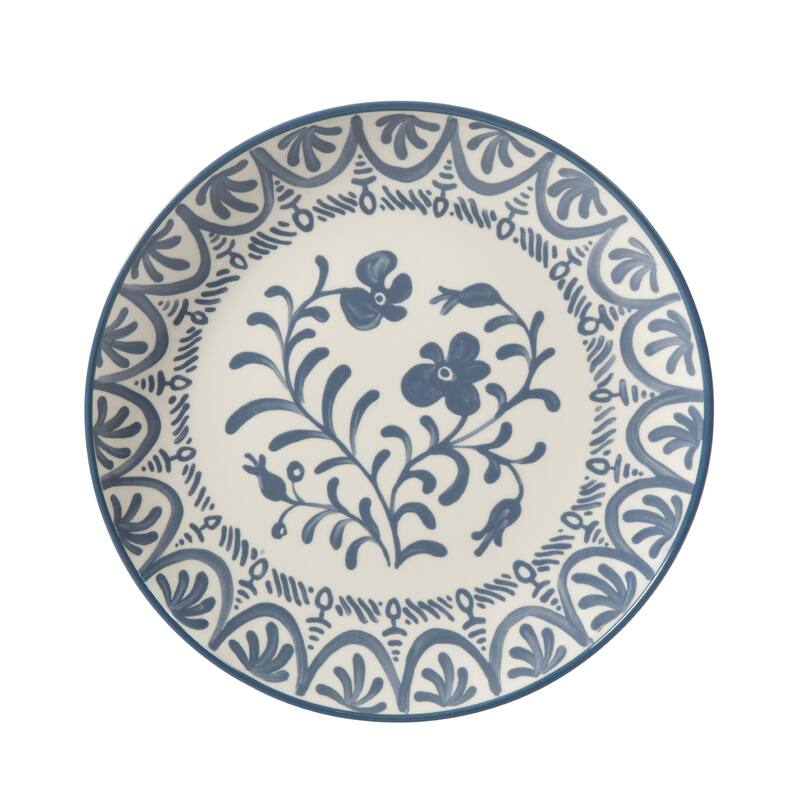 Bloomhouse - 2-Time Oprah's Favorite Things - Valencia Flor 4 Piece 10.75" Dinner Plate Set, Stoneware Floral Decal Design