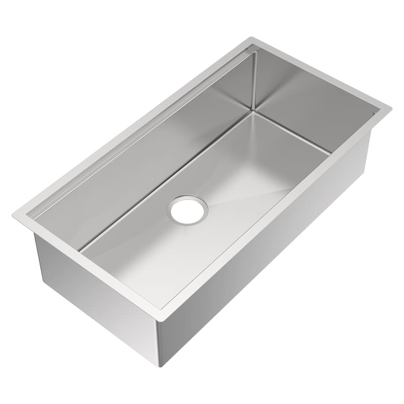 Whitehaus Undermount Single Bowl 16 Gauge Brushed Stainless Steel Workstation Sink With Accessories