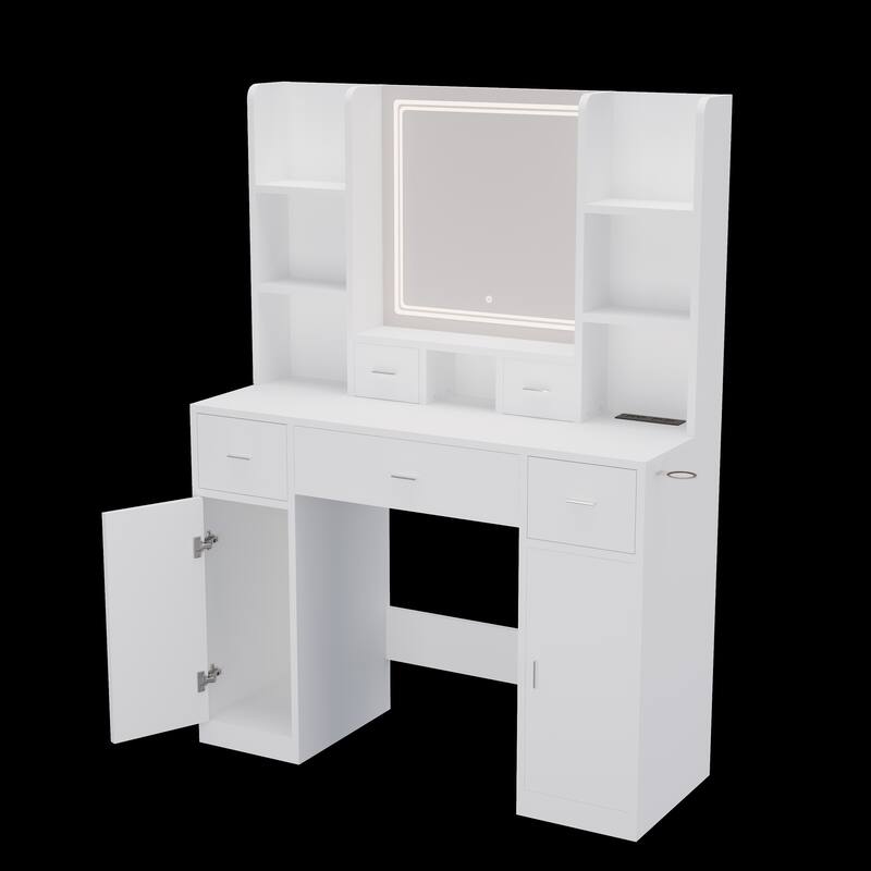 Smart Mirror Dressing Table with Drawers And Storage Cabinet - 15.75 x 43.31 x 55.91