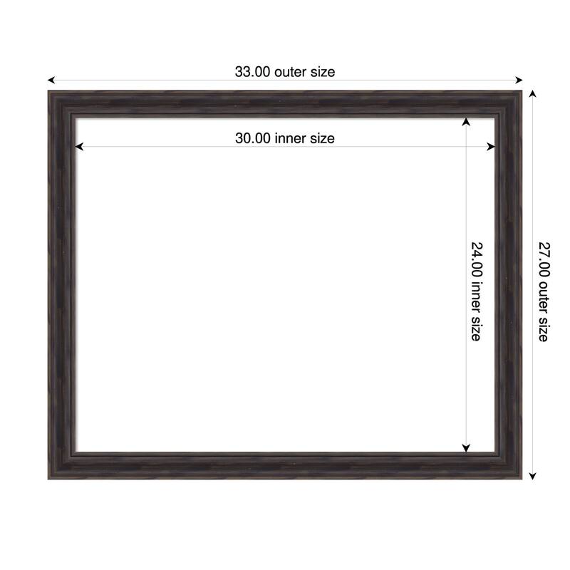 Amanti Art Rustic Pine Black Narrow Framed Dry Erase Magnetic Board - 33 x 27 in - Rustic Pine Brown Narrow
