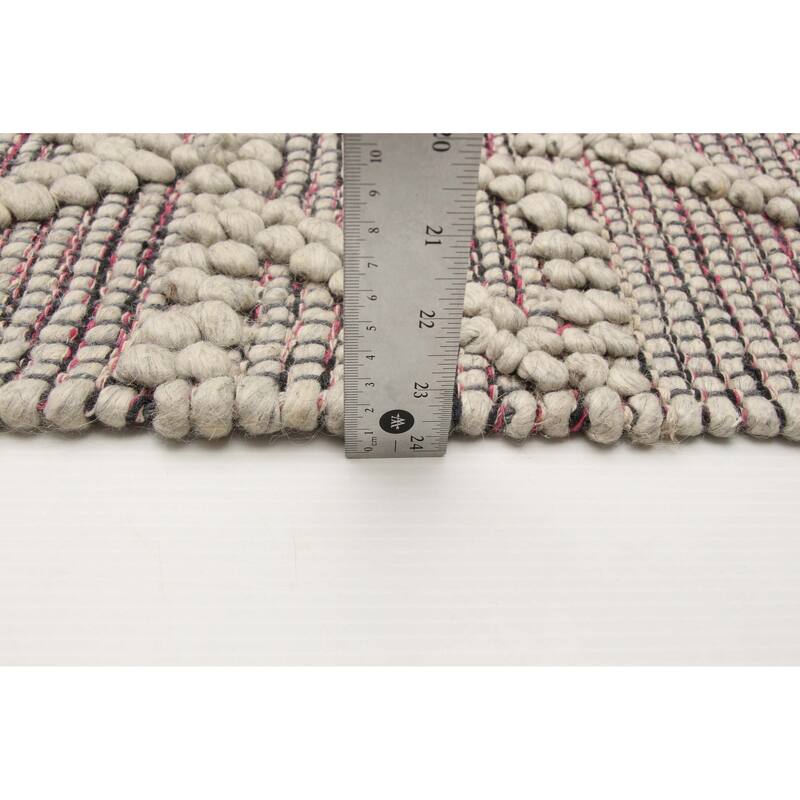 ECARPETGALLERY Braid weave Sienna Grey Wool Rug - 5'0 x 8'3