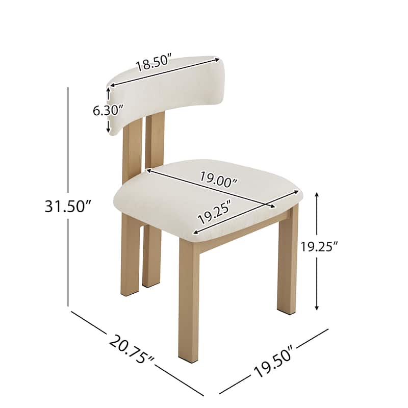2Pcs Upholstered Armless Modern Dining Chairs Kitchen Chairs with With Metal Legs & Non-Slip Pads
