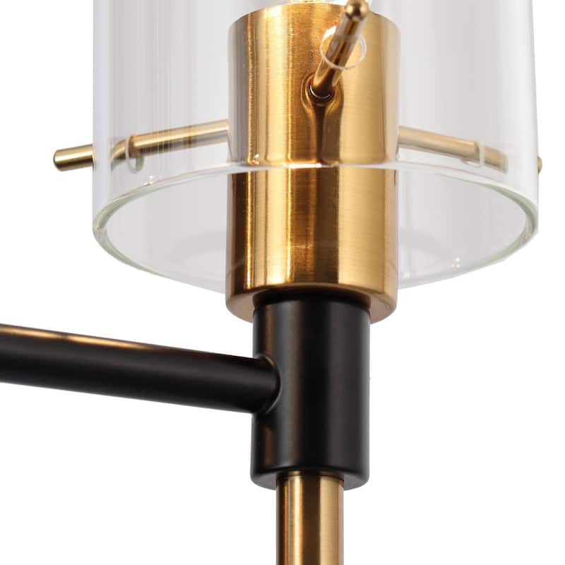 Modern 3-Light Black Gold Chandelier Pendant Light with Glass Shades Kitchen Island Light for Dining Room