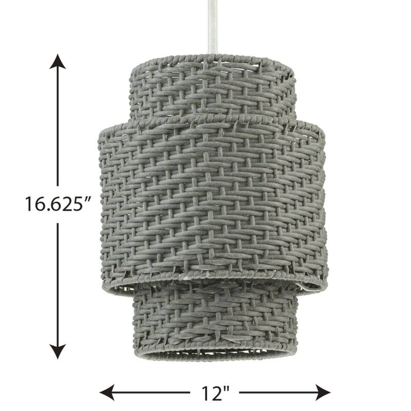 Manteo One-Light Cottage White with Weathered Grey Rattan Indoor Outdoor Hanging Pendant Light - 12 in x 12 in x 16.625 in
