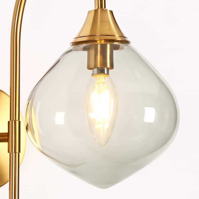 Celesn Modern Glam 1-Light Gold Bathroom Vanity Lights Smoke-gray Glass Wall Sconces - W 6" x H 22"