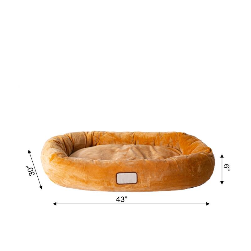 Bolstered Pet Bed and Mat, ultra-soft Dog Bed, Brown