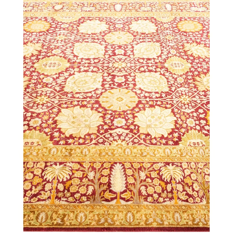 Overton Hand Knotted Wool Traditional Oriental Purple Area Rug - 6' x 9'