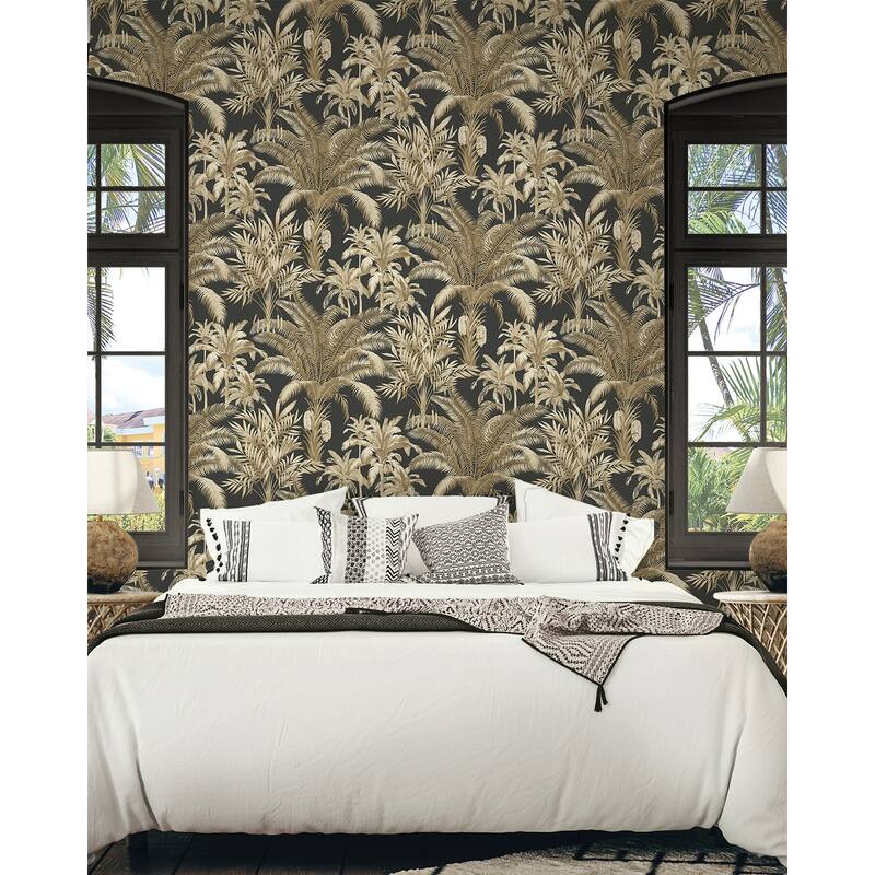 Seabrook Designs Tropical Palm Beach Prepasted Wallpaper - 20.5 in. W x 33 ft. L