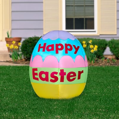Gemmy Airblown Inflatable Easter Egg, 2.5 ft Tall, pink