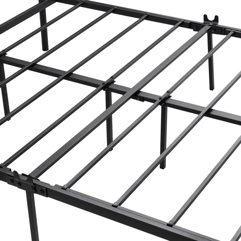 Modern Metal Platform Bed Frame with Headboard No Box Spring Needed Twin BLACK
