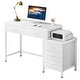 preview thumbnail 19 of 56, Computer Desk with 5 Drawers, Reversible Writing Desk with File Cabinet Printer Stand