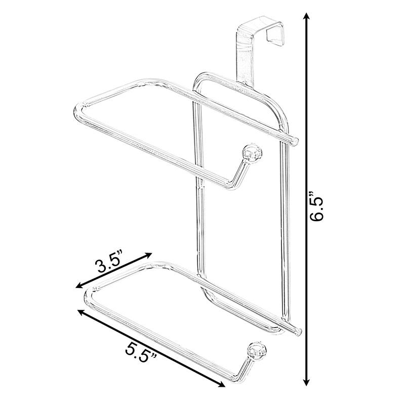 Toilet Paper Holder r, Over The Tank Two Slot Tissue Organizer - silver