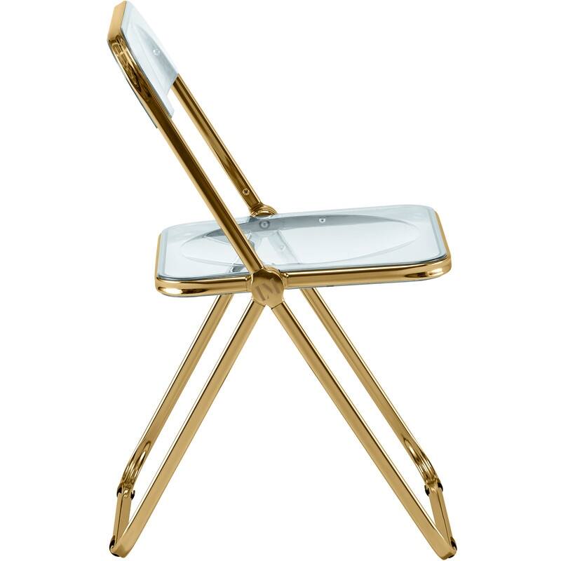 Lawrence Set of 4 Modern Foldable Transparent Acrylic Gold Chrome Folding Chair for Multipurpose Spaces - 30"