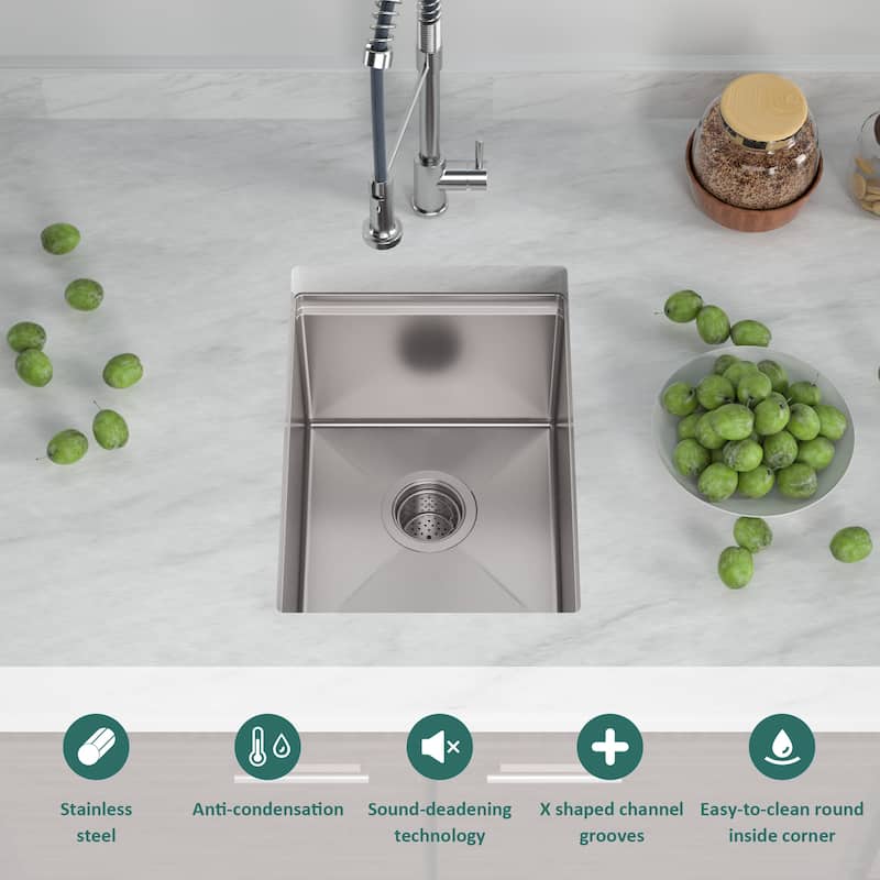 Undermount Single Bowl Stainless Steel Kitchen Sink 16 gauge-ALL SIZE