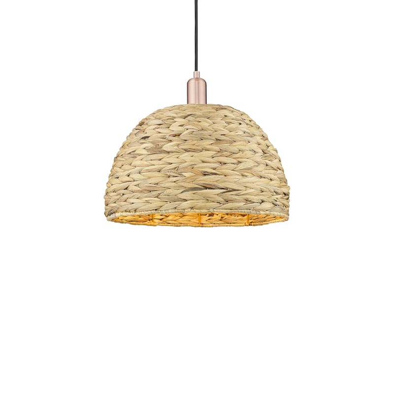 Innovations Lighting 716-1P-14-16 Woven Rattan Pendant Woven Rattan - Antique Copper / Natural