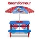 preview thumbnail 4 of 3, Disney Mickey Mouse 4 Seat Activity Picnic Table with Umbrella and LEGO Compatible Tabletop
