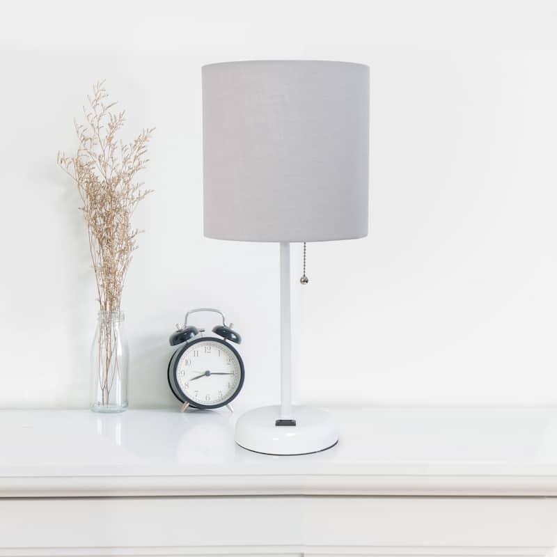 Porch & Den Custer Metal/ Fabric Lamp with Charging Outlet