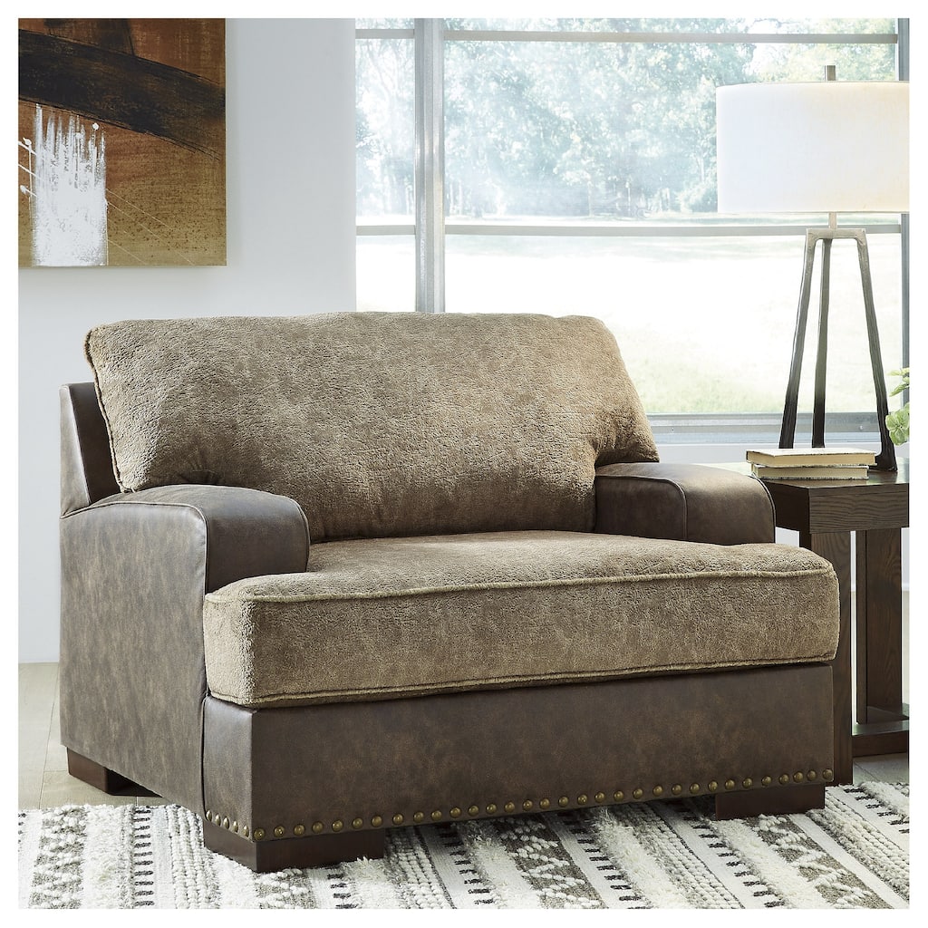 Signature Design by Ashley Alesbury Chocolate Chair and a Half - 49"W x 44"D x 40"H