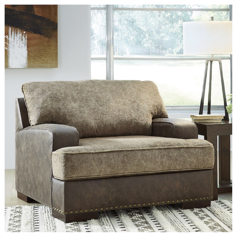 Signature Design by Ashley Alesbury Chocolate Chair and a Half - 49"W x 44"D x 40"H - 49"W x 44"D x 40"H - Chocolate