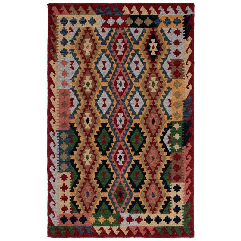 SAFAVIEH Handmade Aspen Nataliya Boho Tribal Wool Rug - 4' x 6' - Red/Green