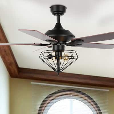 SAFAVIEH Leanne 2 Lt 52" Ceiling Fan - 52" W x 52" D x 18"-23"-28" H
