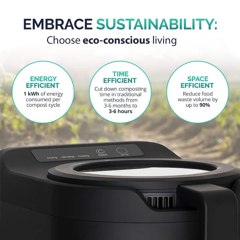 Luma Electric Kitchen Composter, 2.5L Capacity Odorless Countertop Compost Bin with Lid Clear-View Window