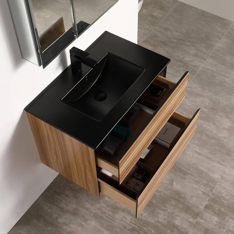 Blossom Annecy 30" Floating Bathroom Vanity with Black Ceramic Sink