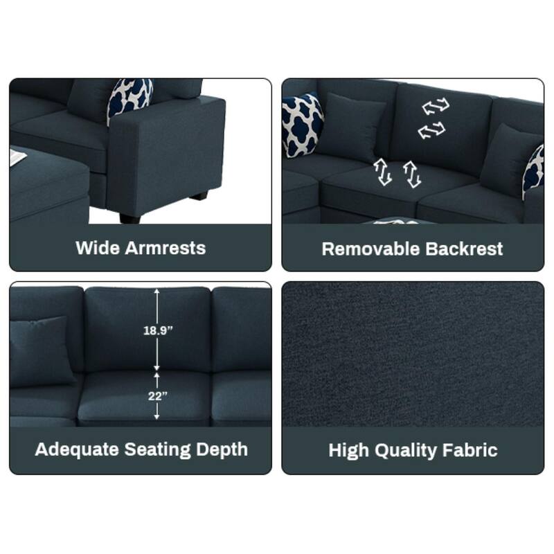 Flexible Combination Module Reversible Sectional Sofa with Ottoman