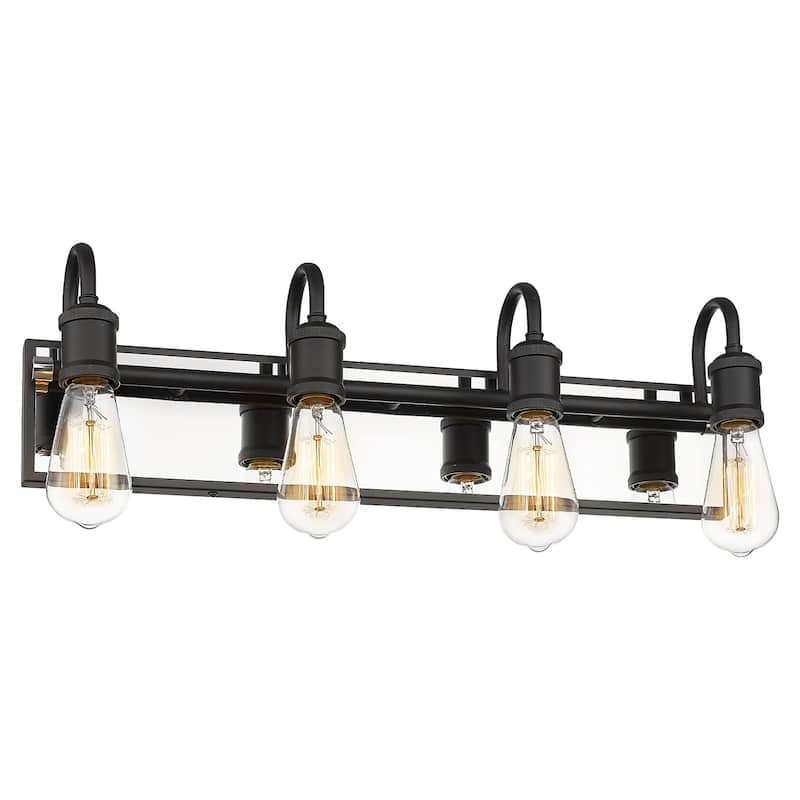 Industrial Modern Bathroom Vanity Lights,4-Light Indoor Sconces Wall Lighting Water Pipe - 4-light
