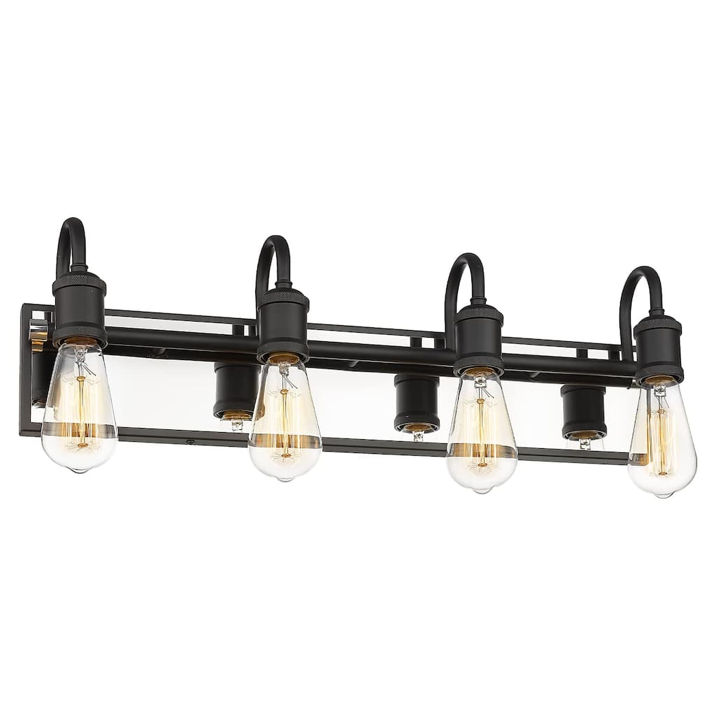 Industrial Modern Bathroom Vanity Lights,4-Light Indoor Sconces Wall Lighting Water Pipe - 4-light