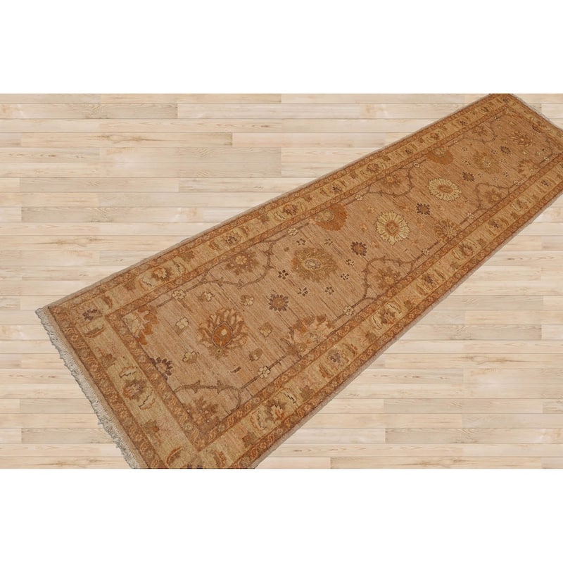 Runner Hand Knotted Tan Wool Peshawarr Traditional Oriental Area Rug - 2' 8'' x 10' 8''